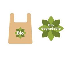 embalagem biodegradável. conceito de ecologia de sinal de emblema de sinal de logotipo. vetor