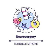 ícone do conceito de neurocirurgia. tratamento profissional. ilustração de linha fina de idéia abstrata de serviço de centro médico. desenho de contorno isolado. traço editável. vetor