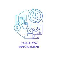 ícone de conceito gradiente azul de gerenciamento de fluxo de caixa. proteção financeira. benefícios da ilustração de linha fina de idéia abstrata de apólice de seguro. desenho de contorno isolado. vetor