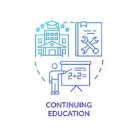 ícone de conceito gradiente azul de educação continuada. extensão universitária. contextos de aprendizagem ao longo da vida idéia abstrata ilustração de linha fina. desenho de contorno isolado. vetor