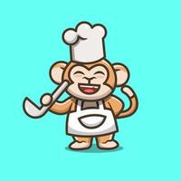 ilustração de personagem de chef de macaco fofo vetor