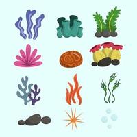 coleção de plantas marinhas fofas vetor