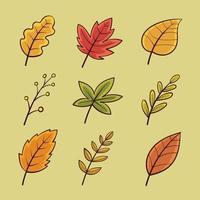 coleção de folhas de outono desenhadas à mão 2 vetor