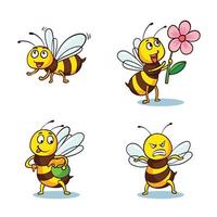 coleção de abelhas desenhadas à mão 1 vetor