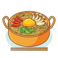 comida de ramyeon desenhada de mão 1 vetor