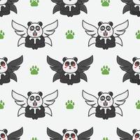 padrão perfeito com ilustração de panda voador fofo vetor