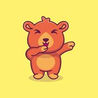 urso fofo esfregando ilustração de ícone de vetor de desenho animado