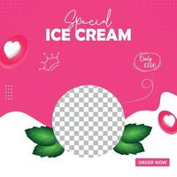 modelo de design de postagem de banner de mídia social de sorvete delicioso especial vetor