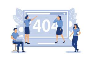 erro 404, desconexão da internet, indisponível, pessoas pequenas estão com raiva ilustração vetorial plana vetor