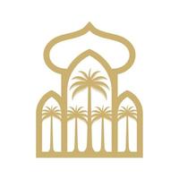 logotipo da árvore de datas árabes. árvore de datas e vetor de mesquita