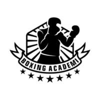 vetor de logotipo da academia de boxe vintage. vetor de treinamento de boxe
