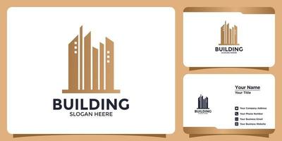 logotipo de construção minimalista e cartão de visita vetor