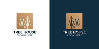 conjunto de logotipo de design de casa na árvore minimalista vetor