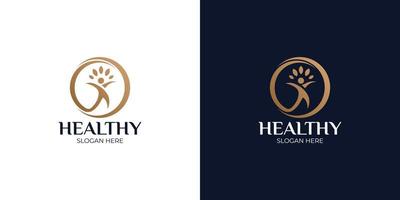 conjunto de logotipo moderno e simples saudável vetor