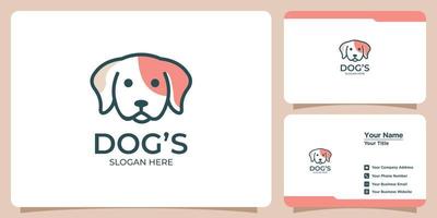 logotipo de cachorro minimalista com design de logotipo moderno e cartão de visita vetor