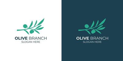 conjunto de logotipo simples de ramo de oliveira vetor