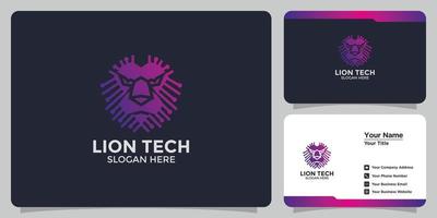 logotipo de design de leão de tecnologia moderna vetor
