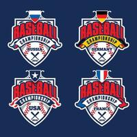 modelo de design de logotipo de crachá de campeonato de beisebol e alguns elementos para logotipos, crachá, banner, emblema, etiqueta, insígnia, tela de camiseta e impressão. modelo de logotipo de beisebol.