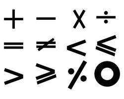 conjunto de ícones de símbolos matemáticos em fundo branco vetor