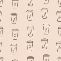 copo de papel para café e bebidas quentes. ilustração em vetor padrão sem costura, plano de fundo