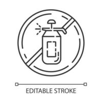 ícone linear livre de pesticidas. nenhum fungicida, inseticida. não-tóxico, não-químicos. ingrediente livre do produto. ilustração de linha fina. símbolo de contorno. desenho de contorno isolado de vetor. traço editável vetor