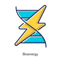 ícone de cor amarela de bioenergia. biocombustível. matéria orgânica para a produção de energia renovável. sinalização corporal por meio de impulsos elétricos. conversão de biomassa em eletricidade. ilustração vetorial isolada vetor