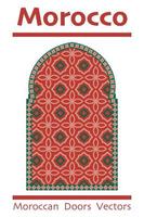 belas portas de mesquita marroquina com design padrão e vetores de geometria islâmica