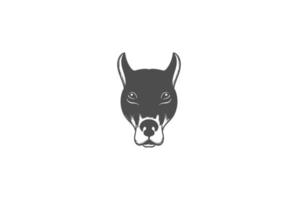 vetor de design de logotipo de rosto de cabeça de cachorro farejador vintage doberman