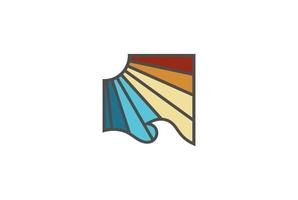 sol colorido com praia oceânica para design de logotipo de iate de viagem vetor