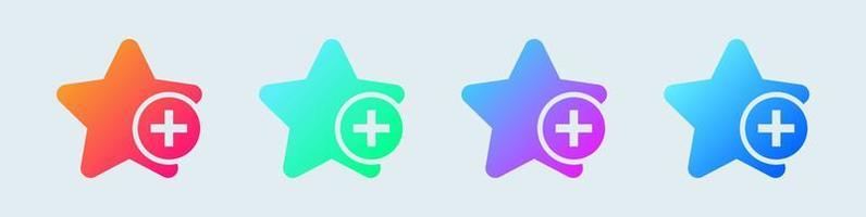 símbolo de estrelas de boa qualidade e ícone favorito em cores gradientes. ícone de vetor de interface de usuário.