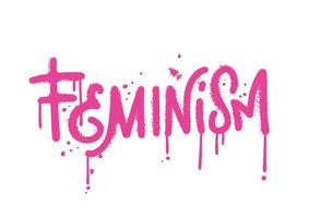 feminismo - palavra em estilo de graffiti de rua urbana com efeitos de respingo e gotas. modelo para o dia internacional da mulher. imprimir para camiseta gráfica, moletom. ilustração texturizada desenhada à mão vetorial vetor