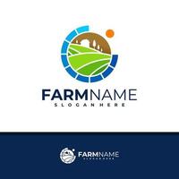 vetor de design de logotipo de fazenda, ilustração de modelo de conceitos de logotipo de fazenda criativa.