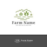 vetor de design de logotipo de fazenda de natureza, ilustração de modelo de conceitos de logotipo de fazenda criativa.