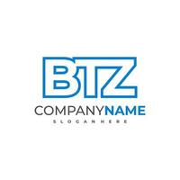 vetor de design de logotipo de letra btz, ilustração de modelo de conceitos de logotipo criativo btz.