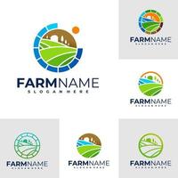 conjunto de vetor de design de logotipo de fazenda, ilustração de modelo de conceitos de logotipo de fazenda criativa.