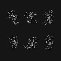 conjunto de logotipo estético de arte de linha de mão minimalista vetor livre