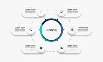 modelo de design de rótulo infográfico vetorial com ícones e 6 opções ou etapas. pode ser usado para diagrama de processo, apresentações, layout de fluxo de trabalho, banner, fluxograma, gráfico de informações. vetor