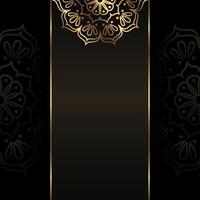vetor banner premium quadrado escuro com mandala de ouro. fundo de luxo com espaço de cópia.