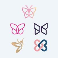 logotipos de borboleta 1 designs de símbolo de coleção para negócios vetor