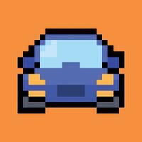 arte de pixel. vista frontal do carro azul vetor