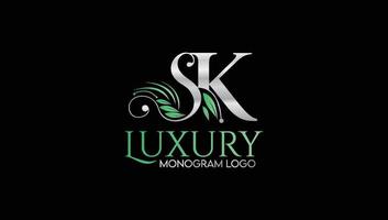 modelo de logotipo de iniciais de nome de monograma de luxo sk vetor