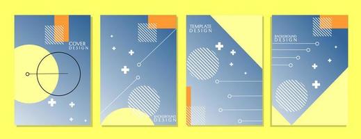 conjunto de capa abstrata moderna, design de capa de livro. fundo geométrico azul, ilustração vetorial. vetor