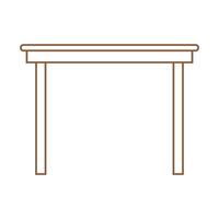 mesa de madeira de vetor marrom eps10 ou ícone de linha de mesa em estilo simples e moderno isolado no fundo branco