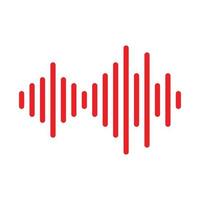 ícone de linha de onda sonora de vetor vermelho eps10 em estilo moderno plano simples isolado no fundo branco
