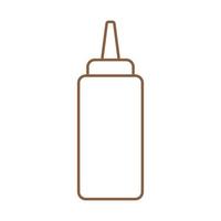 eps10 marrom vector ketchup ou ícone de linha de garrafa de espremer mostarda em estilo simples e moderno isolado no fundo branco