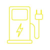 ícone de linha de estação de carregamento de veículo elétrico vetor amarelo eps10 em estilo simples e moderno isolado no fundo branco