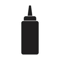 eps10 vetor preto ketchup ou ícone de garrafa de espremer mostarda em estilo simples e moderno isolado no fundo branco