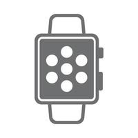 ícone de smartwatch vetor cinza eps10 com aplicativos na tela inicial isoladas no fundo branco