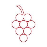 ícone de arte de linha de uvas de vetor vermelho eps10 em estilo moderno moderno plano simples isolado no fundo branco
