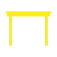 mesa de madeira de vetor amarelo eps10 ou ícone de mesa em estilo simples e moderno isolado no fundo branco